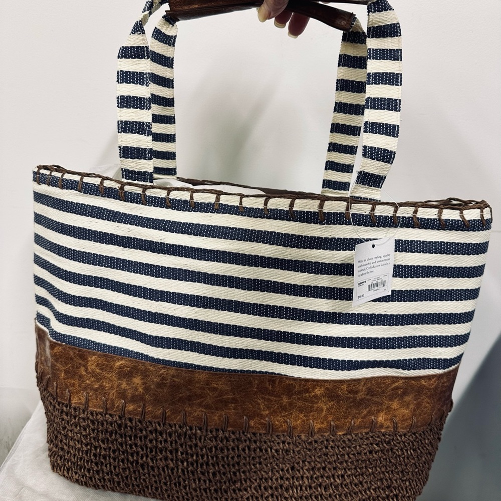 Canvas and Faux Leather Beach Tote